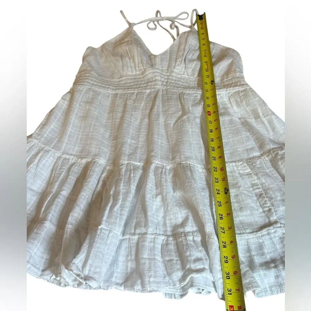 American Eagle Babydoll Mini Dress Strappy Open Back Womens Size Large White